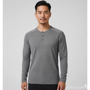 Lululemon Mens Metal Vent Tech Long Sleeve Henley 2.0 Athletic Run Shirt Gray XL